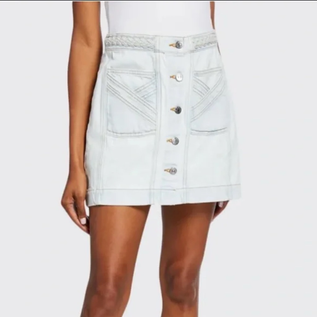 Veronica Beard Very Light Denim Button-Front Skirt